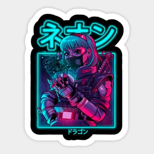 Neon Dragon Sticker